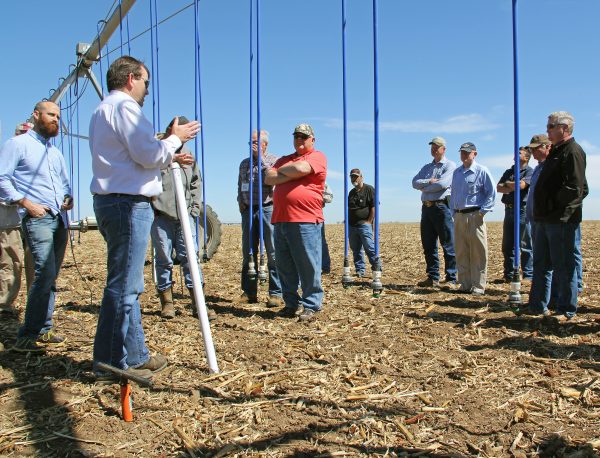 David Sloane, AquaSpy, demonstrates the finer points of installation of a soil moisture probe for the 2016 Master Irrigator class.